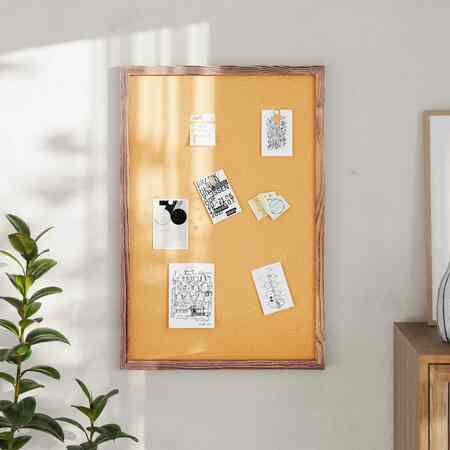 FLASH FURNITURE Camden Rustic 24in. x 36in. Wall Mount Cork Board w/Wooden Push Pins, Torched Brown HGWA-CK-24X36-BRN-GG